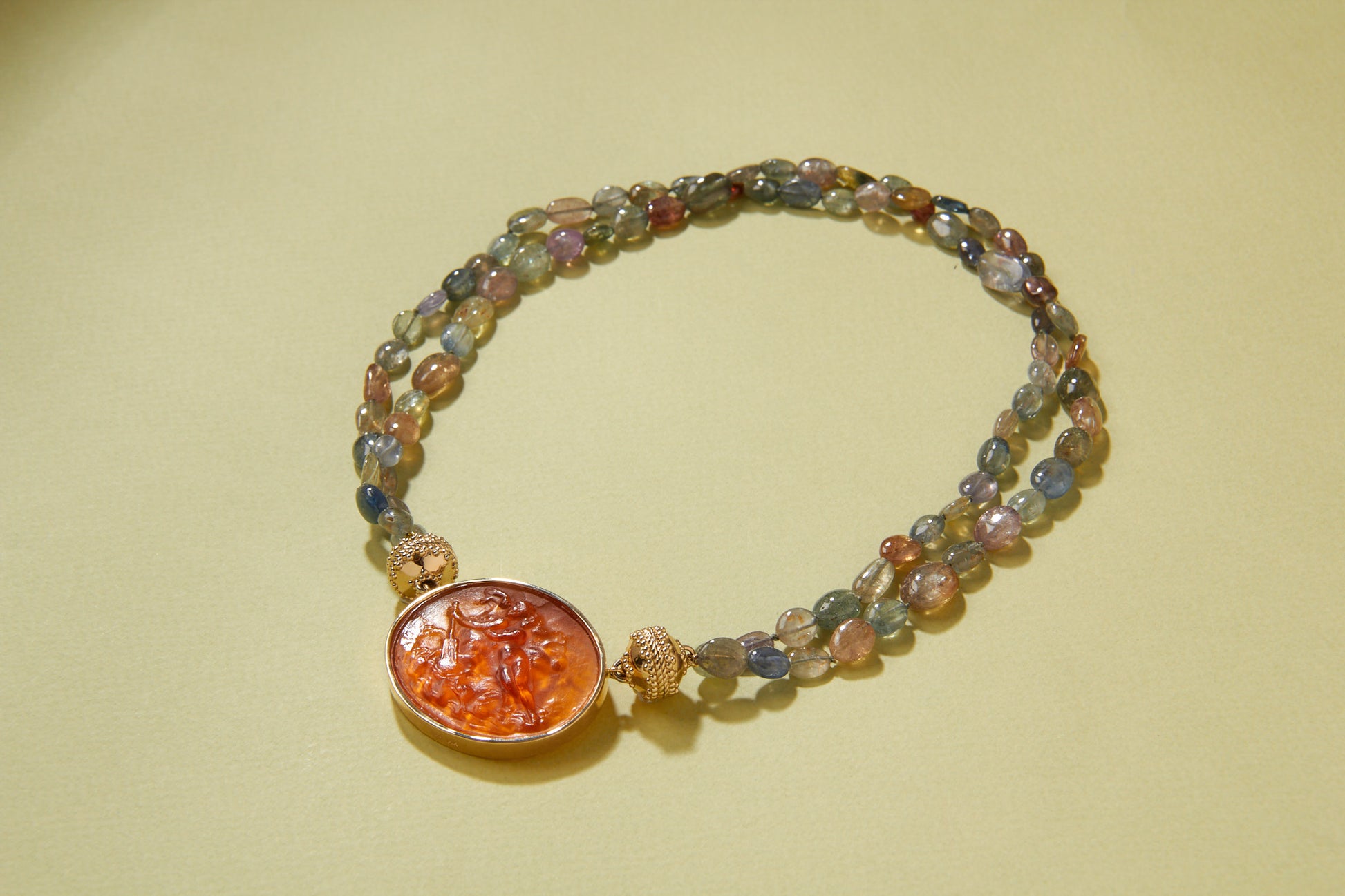 Multicolor Double-Strand Tumbled Sapphire Necklace