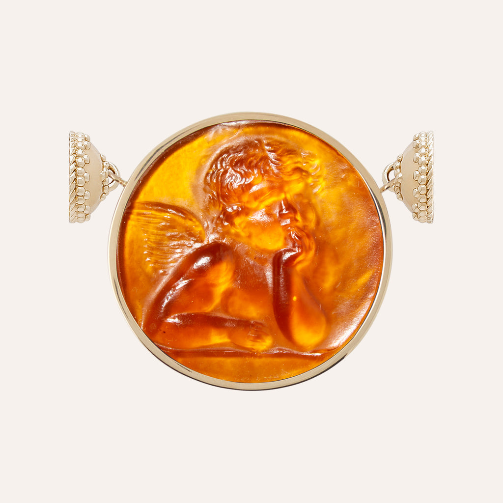 Classic Cherub Orange Chiara Glass Centerpiece