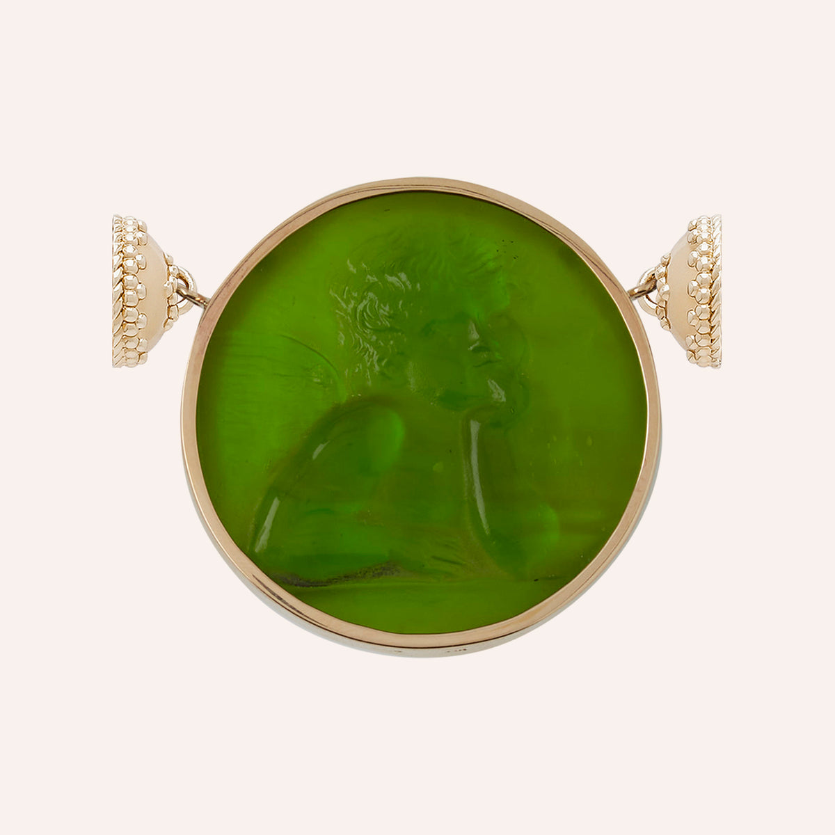 Classic Large Cherub Forest Green Chiara Glass Centerpiece