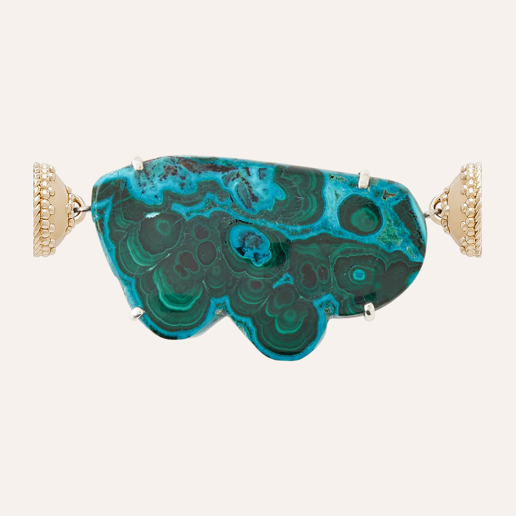 Green Chrysocolla Malachite Irregular Stone Centerpiece