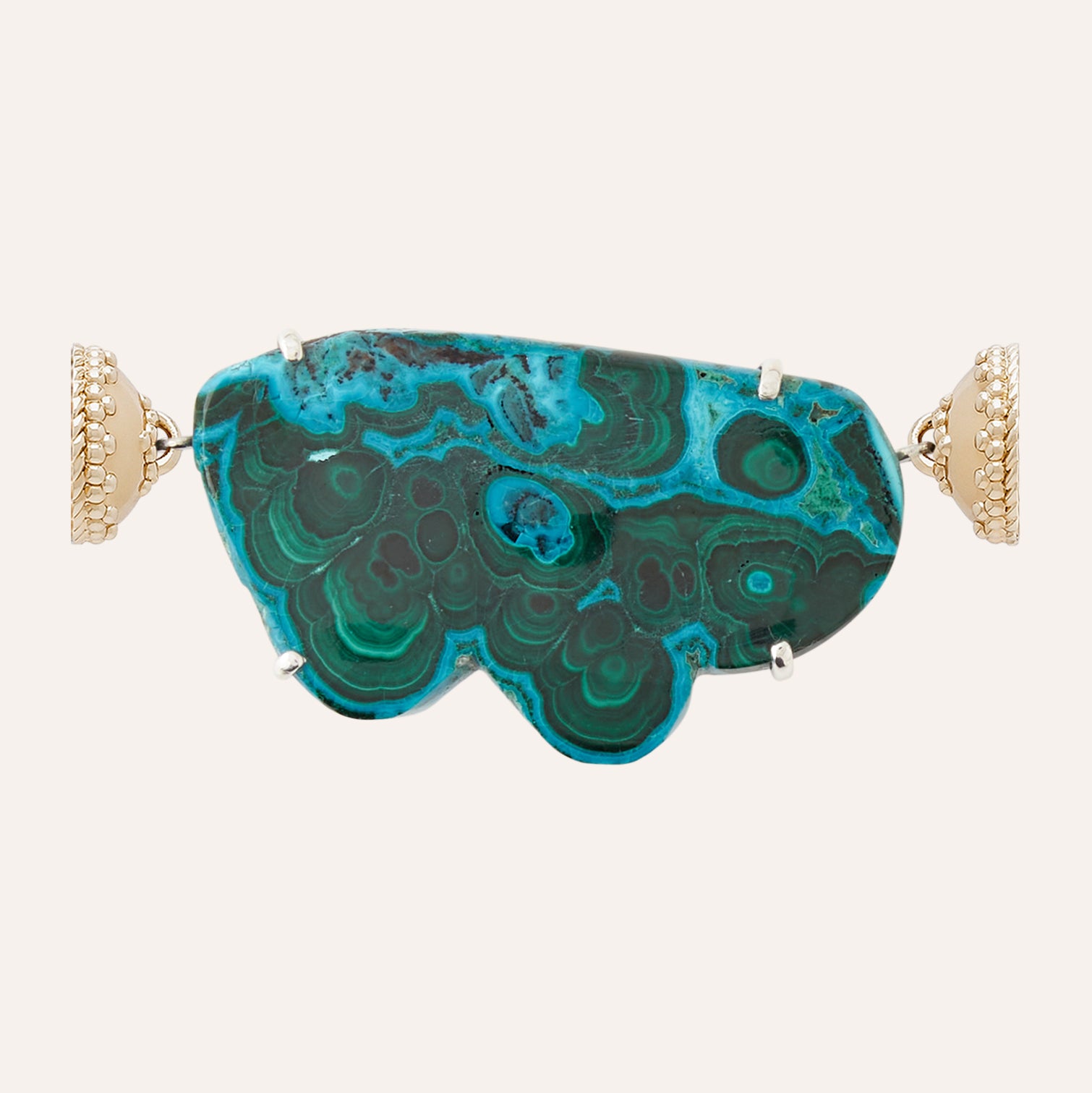Green Chrysocolla Malachite Irregular Stone Centerpiece