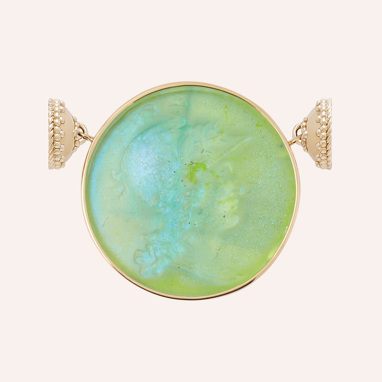 Classic Iridescent Forest Green Gladiator Cameo Chiara Glass Centerpiece