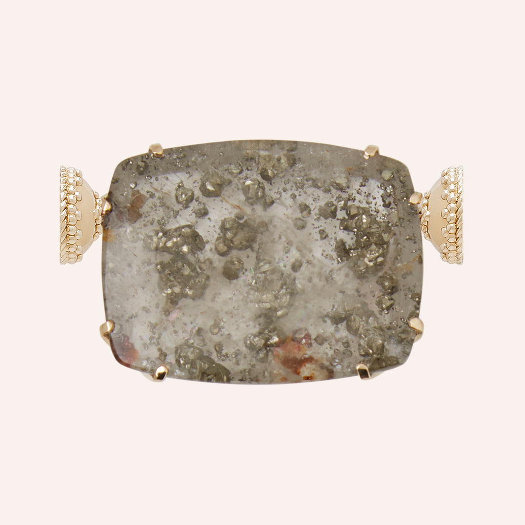 Large Clear Quartz with Pyrite Rectangular Centerpiece