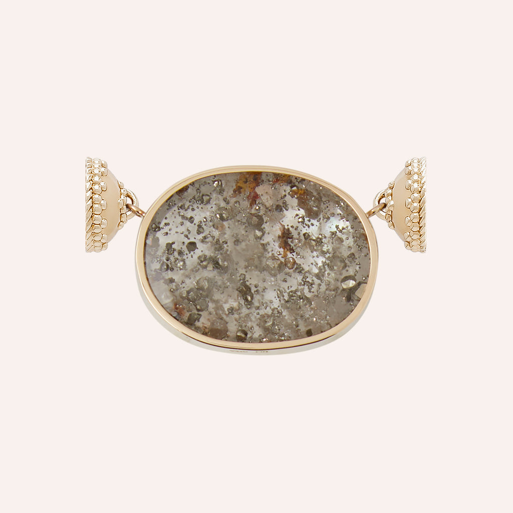 Clear Quartz with Pyrite Oval Centerpiece