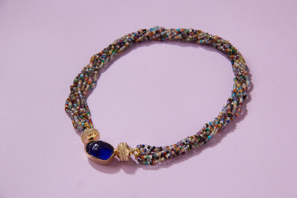 Classic Purple Tanzanite Scarab Chiara Glass Centerpiece