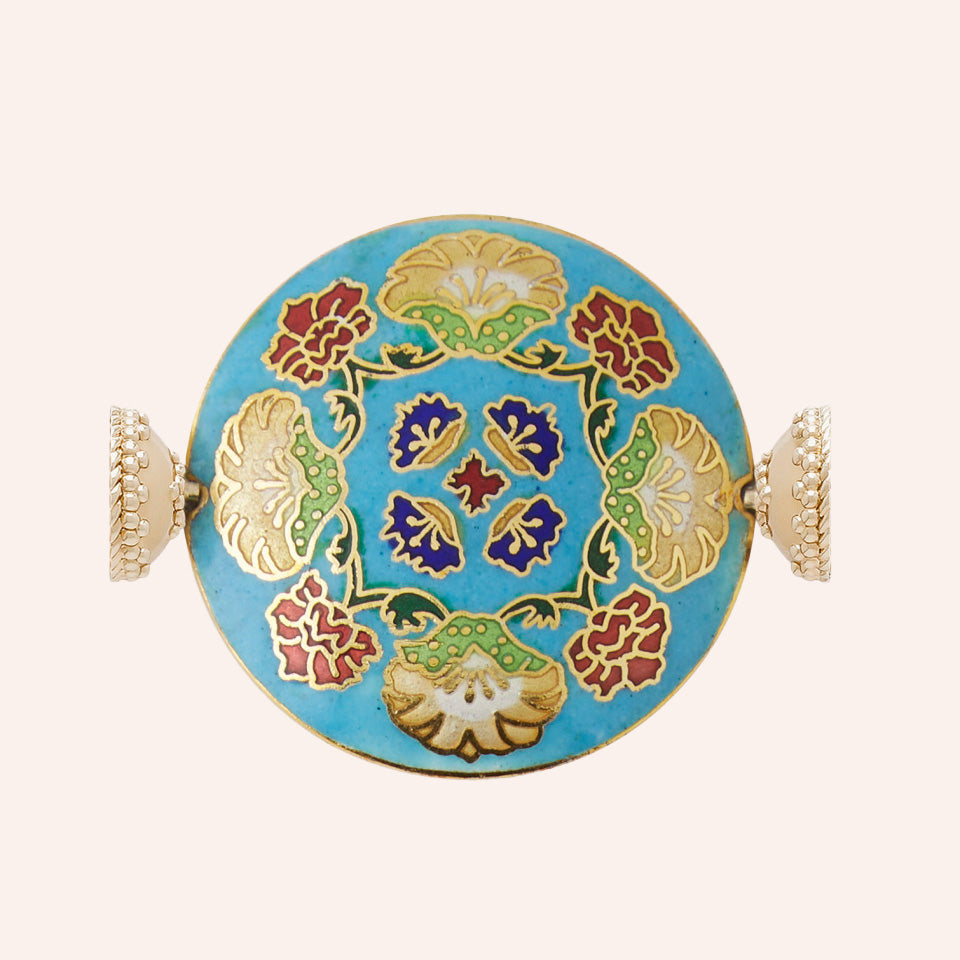 Blue Enamel Floral Disk Centerpiece
