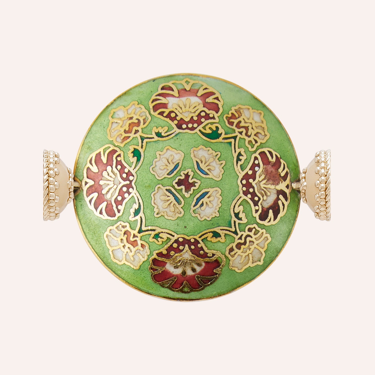 Green Enamel Floral Disk Centerpiece