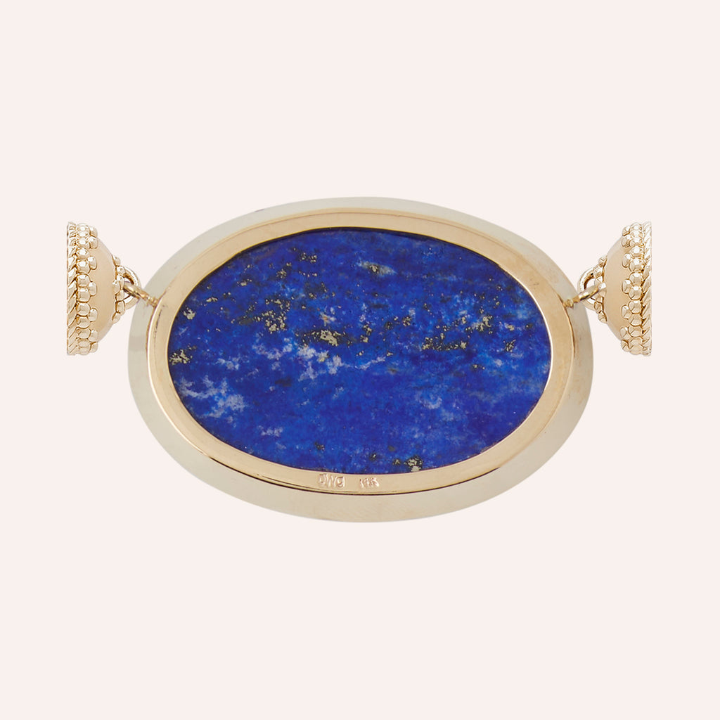 Lapis Backed Rutilated Quartz Oval Centerpiece