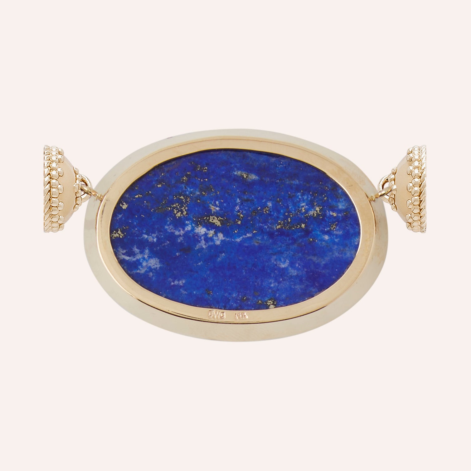 Lapis Backed Rutilated Quartz Oval Centerpiece