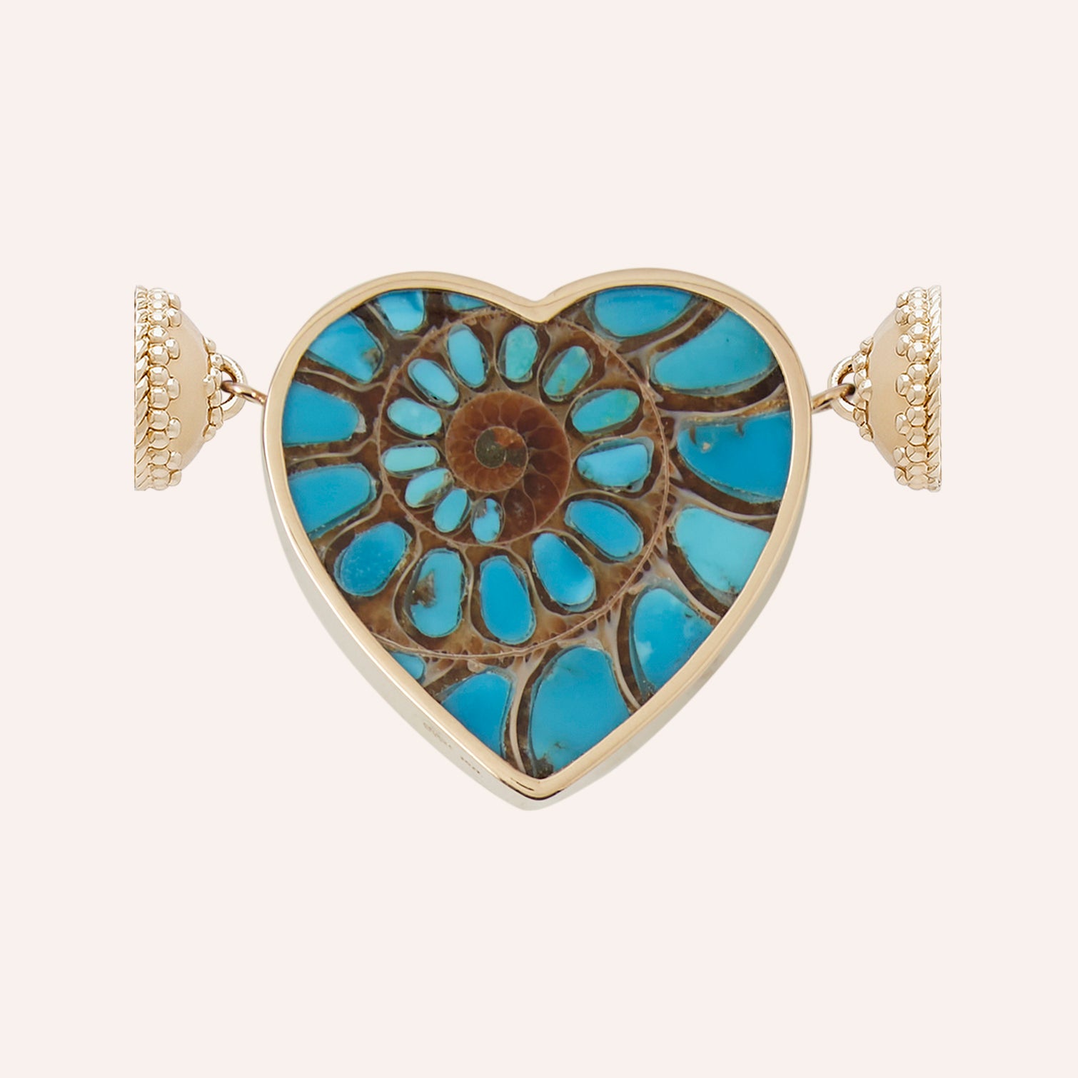 Large Turquoise Ammonite Heart Centerpiece