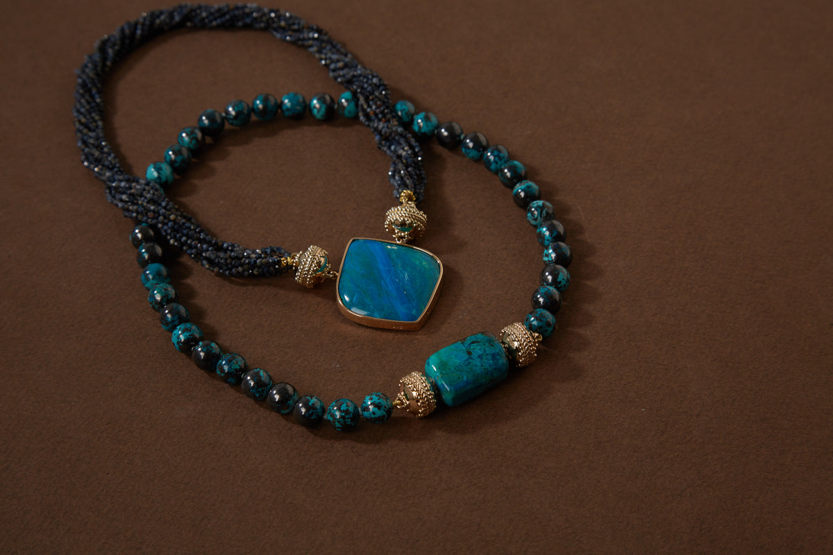 Natural Green Square Chrysocolla Centerpiece