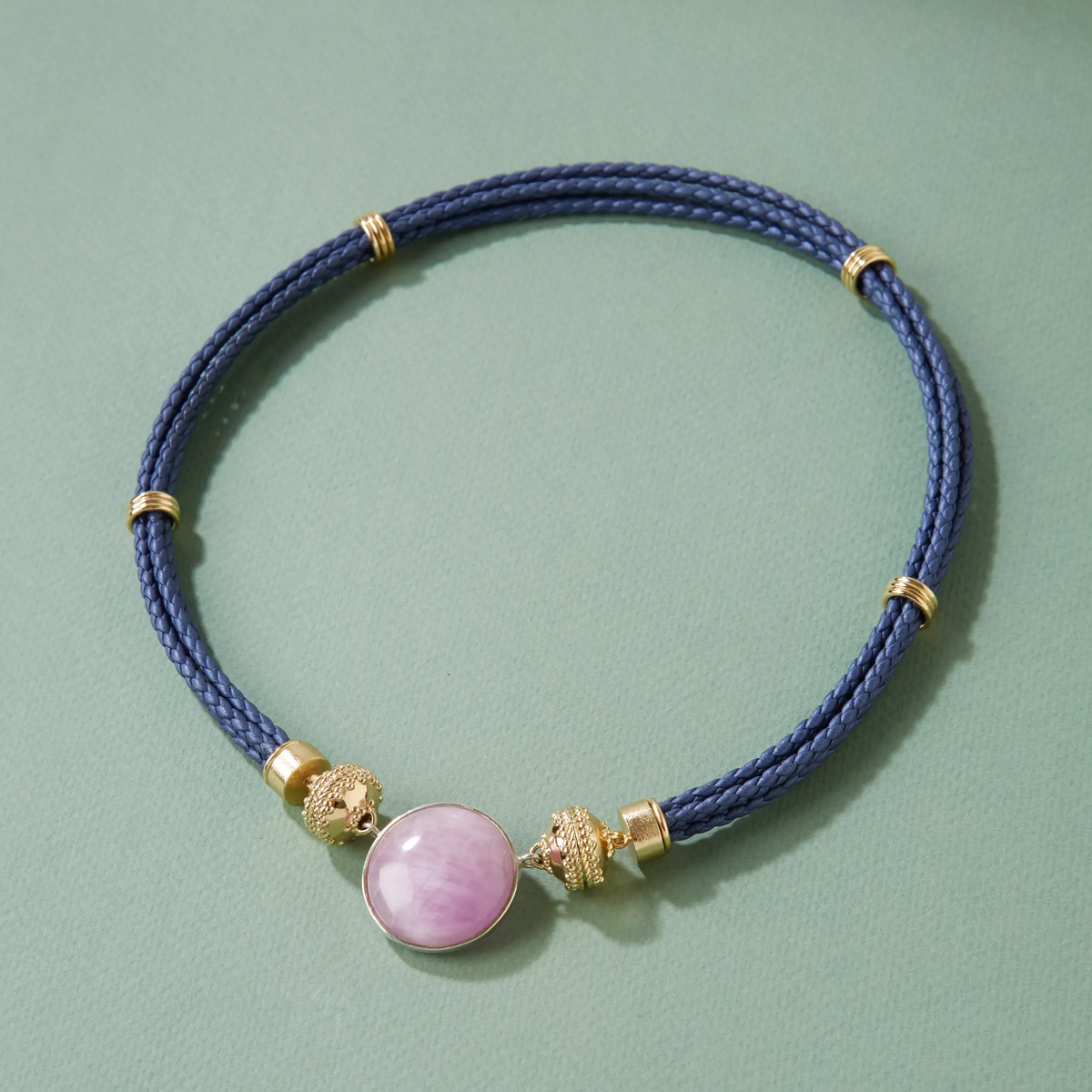 Aspen Braided Sapphire Leather Necklace