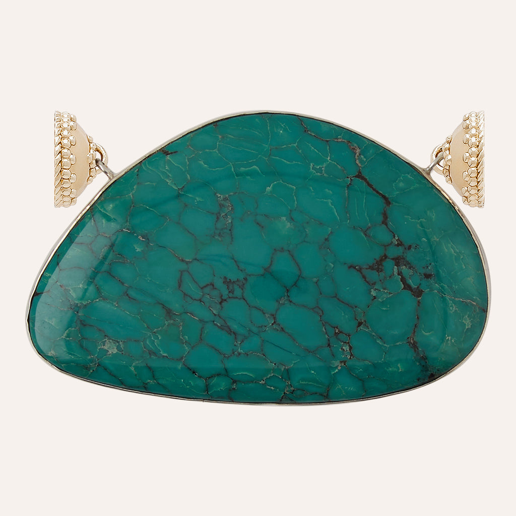 Sterling Silver Green Kingman Turquoise Irregular Centerpiece