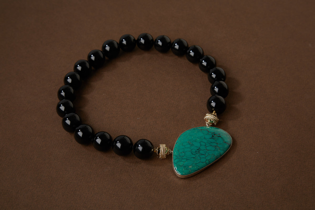 Sterling Silver Green Kingman Turquoise Irregular Centerpiece