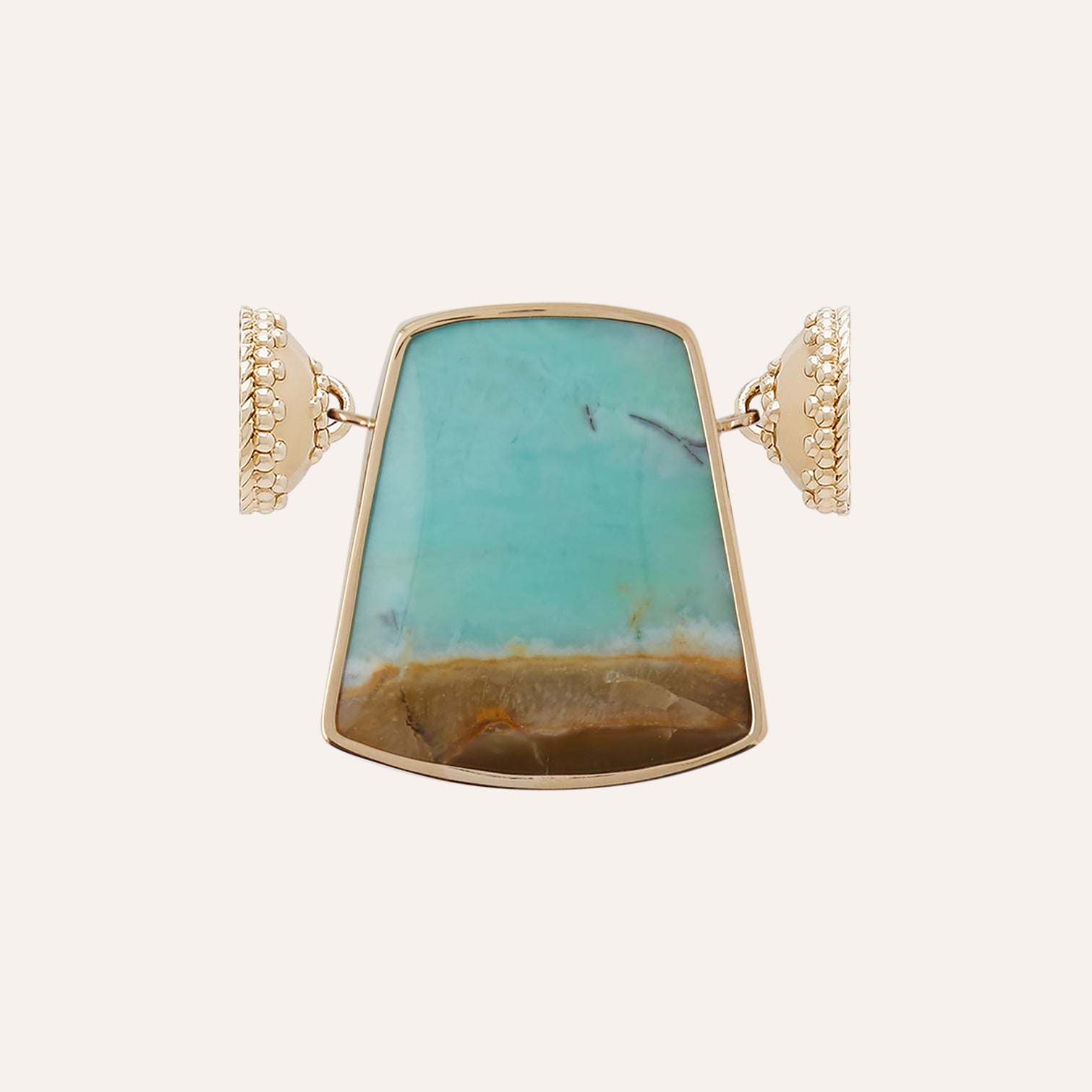 Blue Opalized Wood Shield Centerpiece