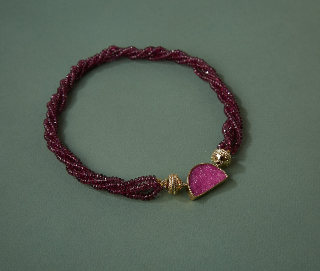 Purple Umbalite Faceted Rondelle Multi-Strand Necklace