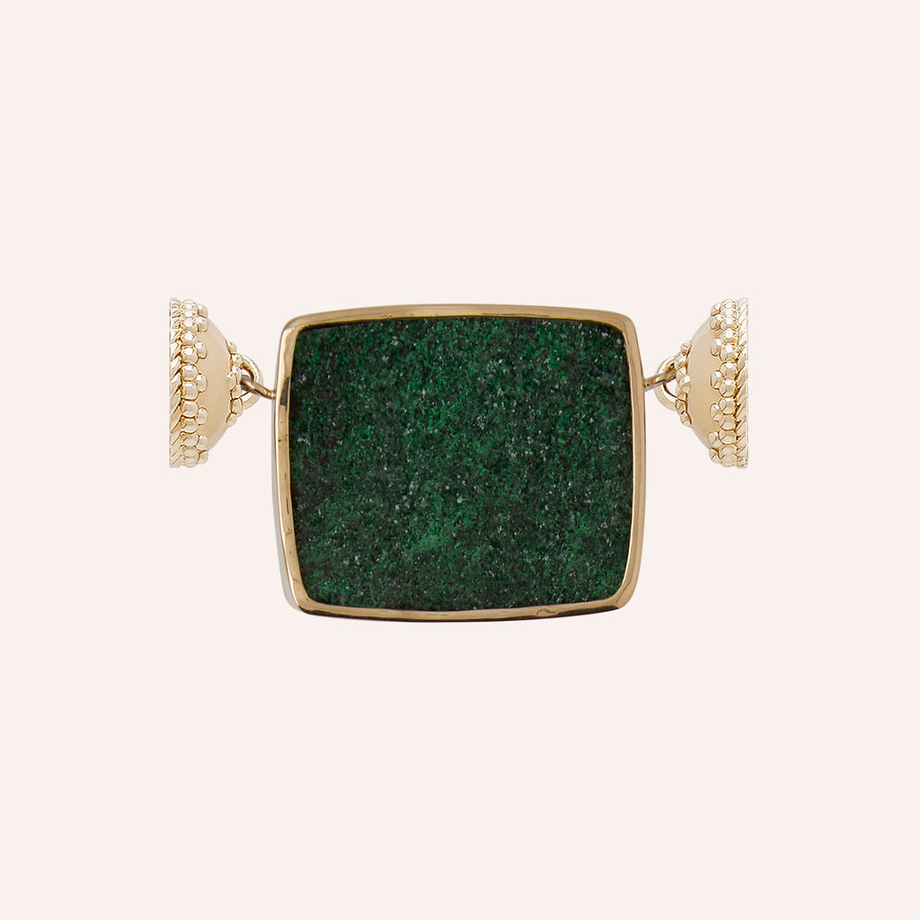 Green Uvarovite Garnet Rectangular Druzy Centerpiece