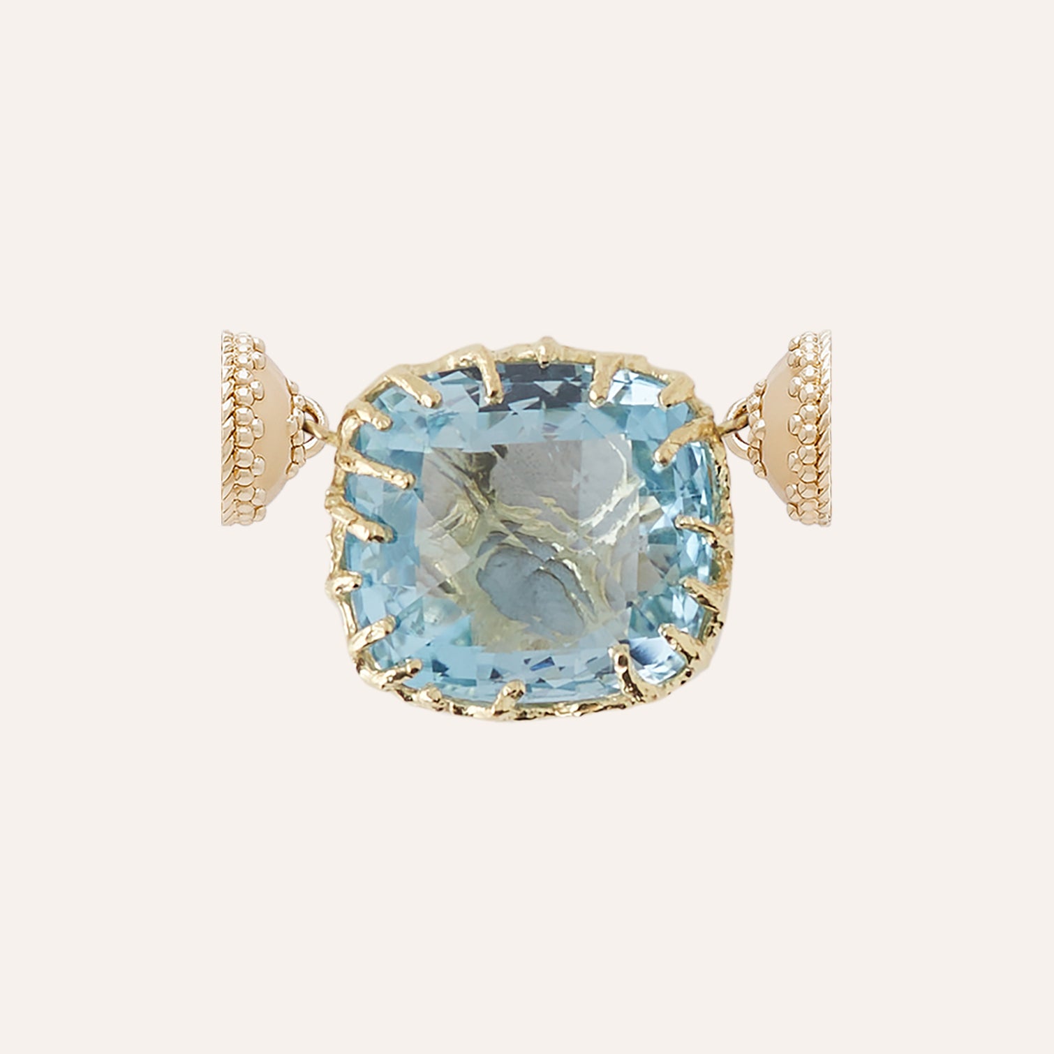 18K Gold Blue Topaz Faceted Seaside Centerpiece