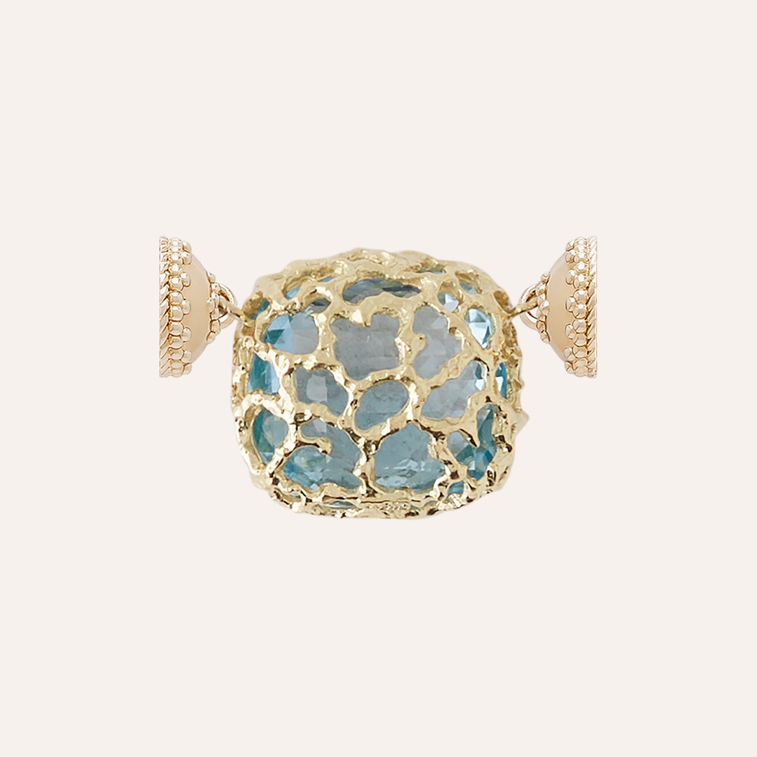 18K Gold Blue Topaz Faceted Seaside Centerpiece