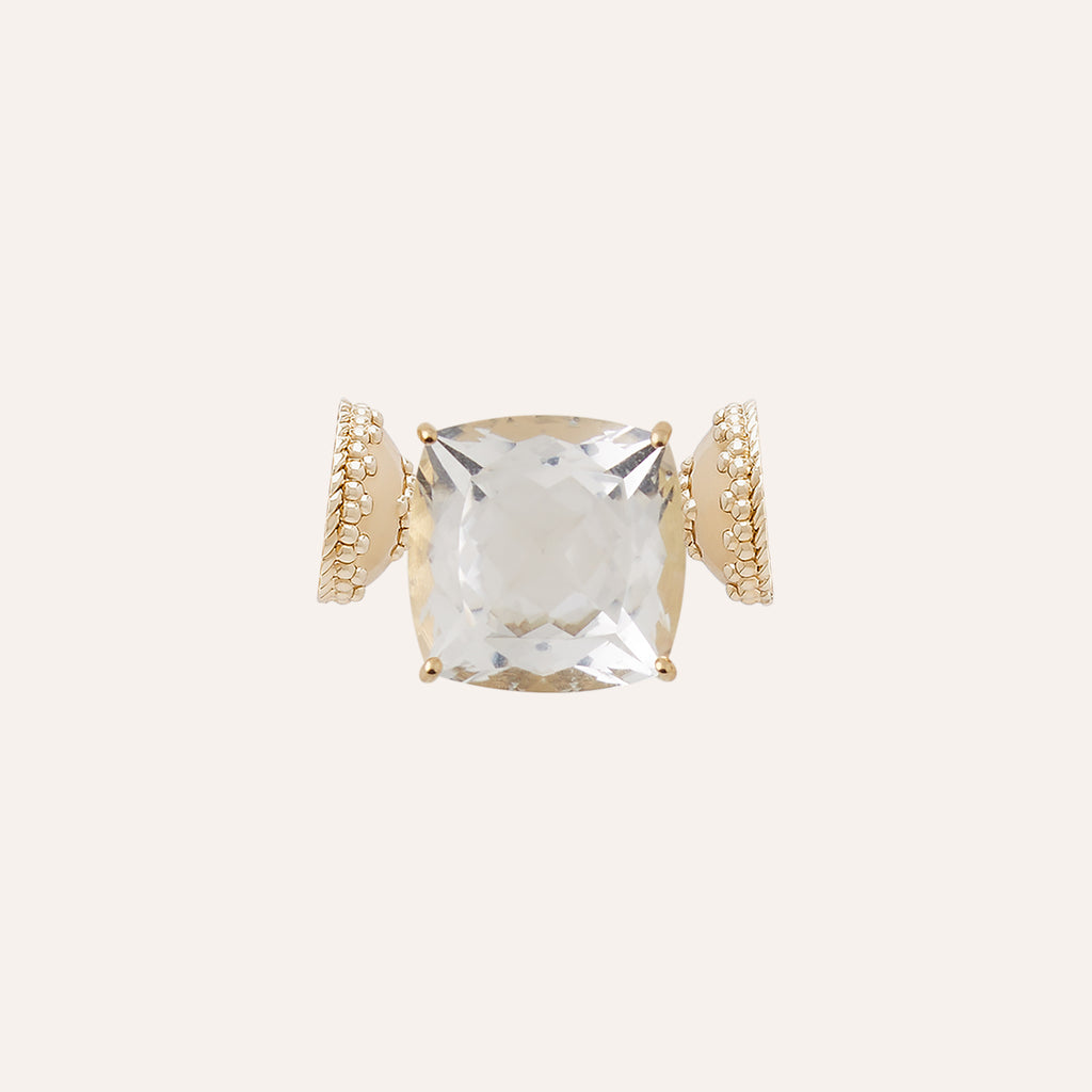 18K Square White Topaz Centerpiece