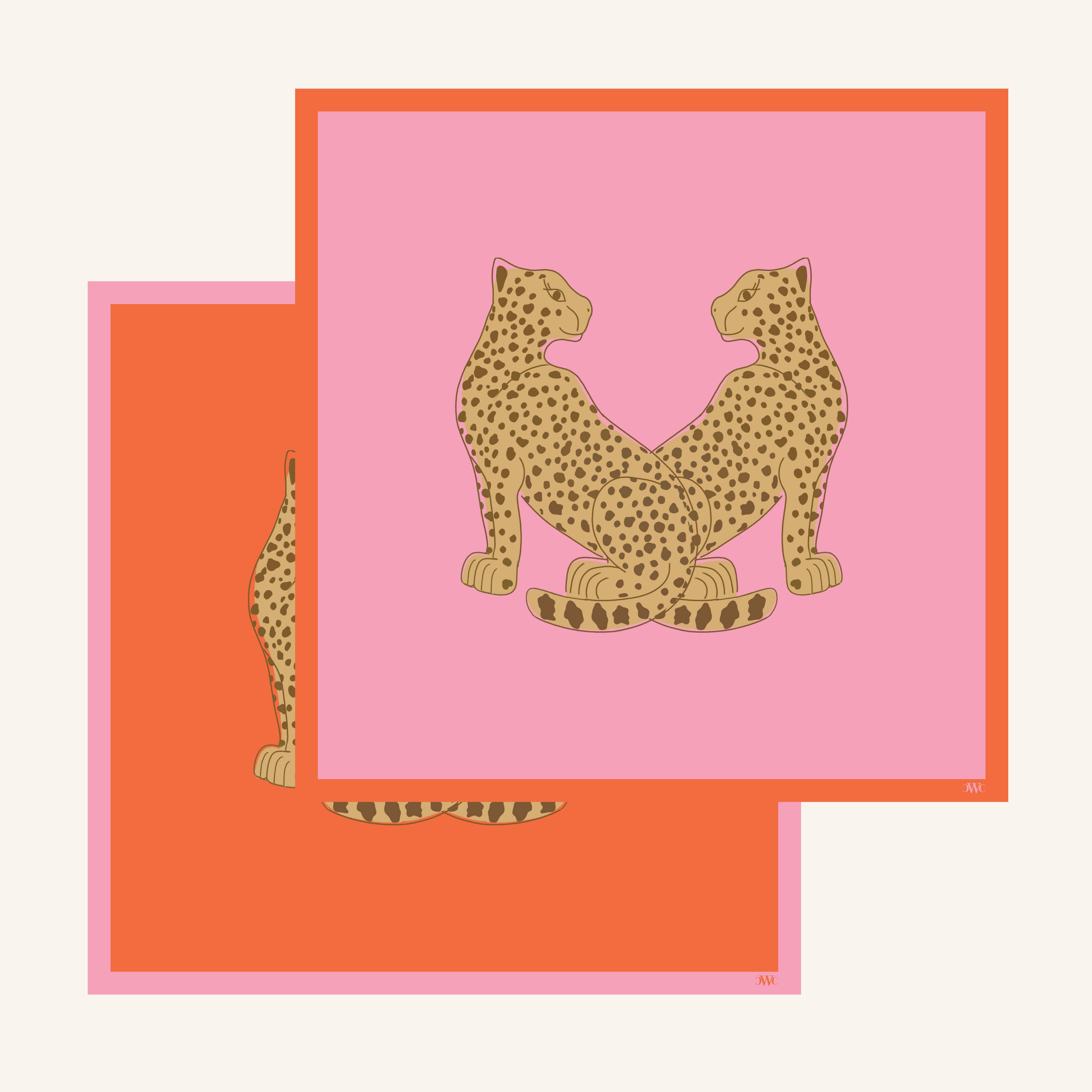 Cheetah Tango Bubblegum & Tangerine Reversible Placemats, Set of 12
