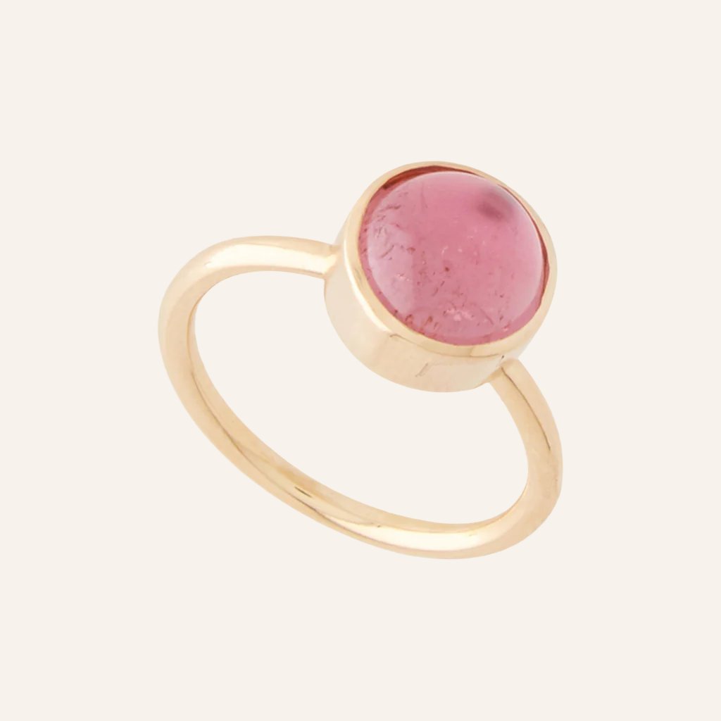 18K Pink Tourmaline 10mm Ring