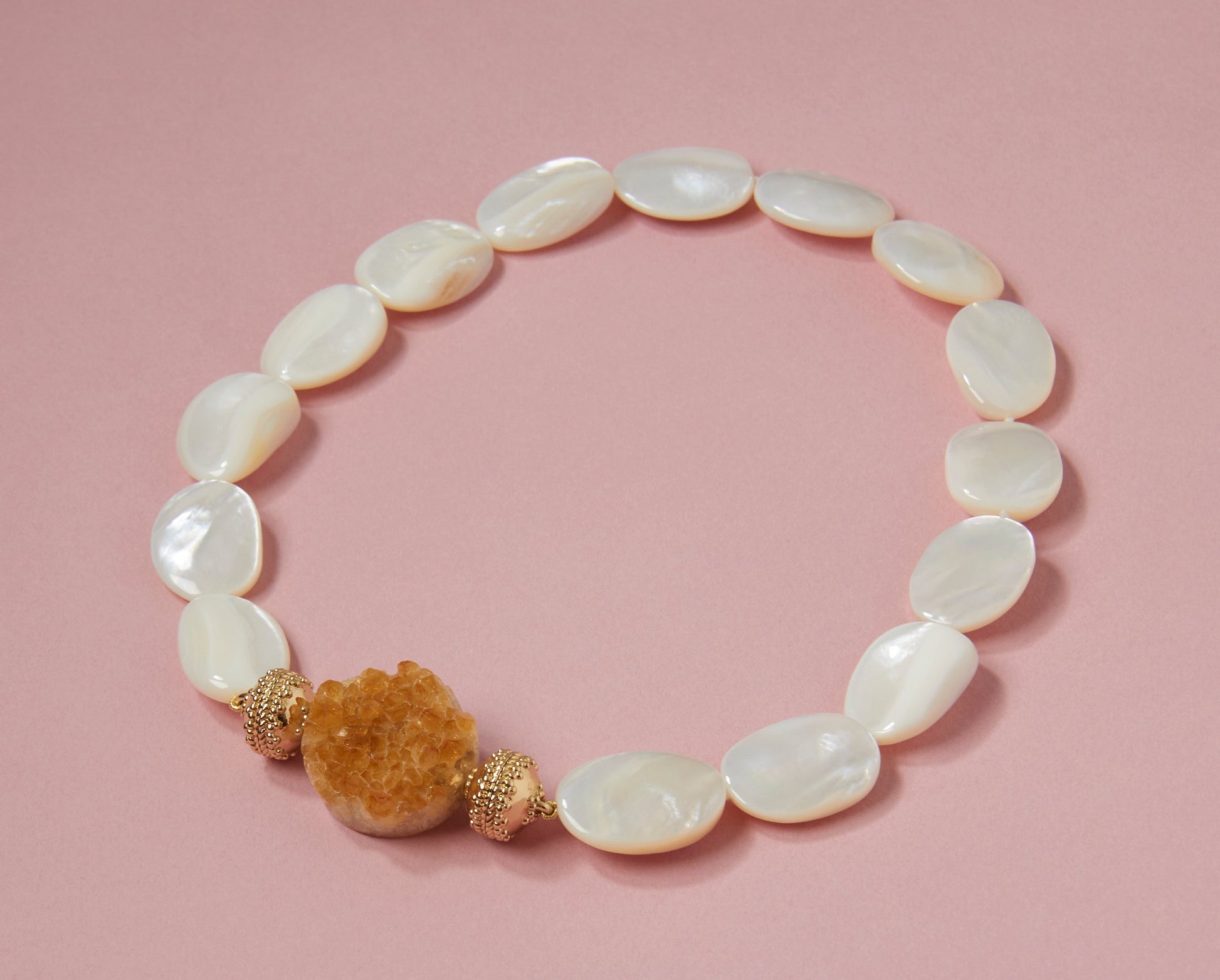 White Mother of Pearl Faceted Shell Necklace