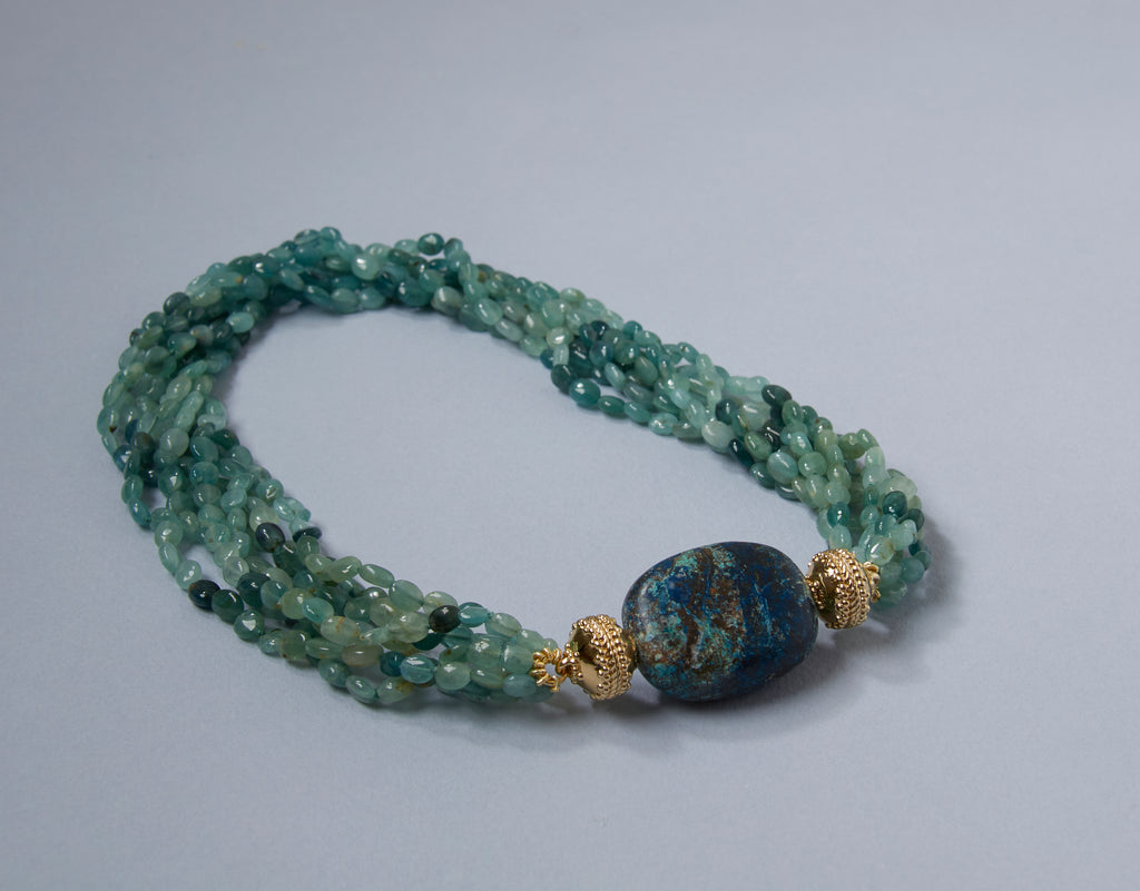 Helen Tumbled Green Grandiderite Multi-Strand Necklace