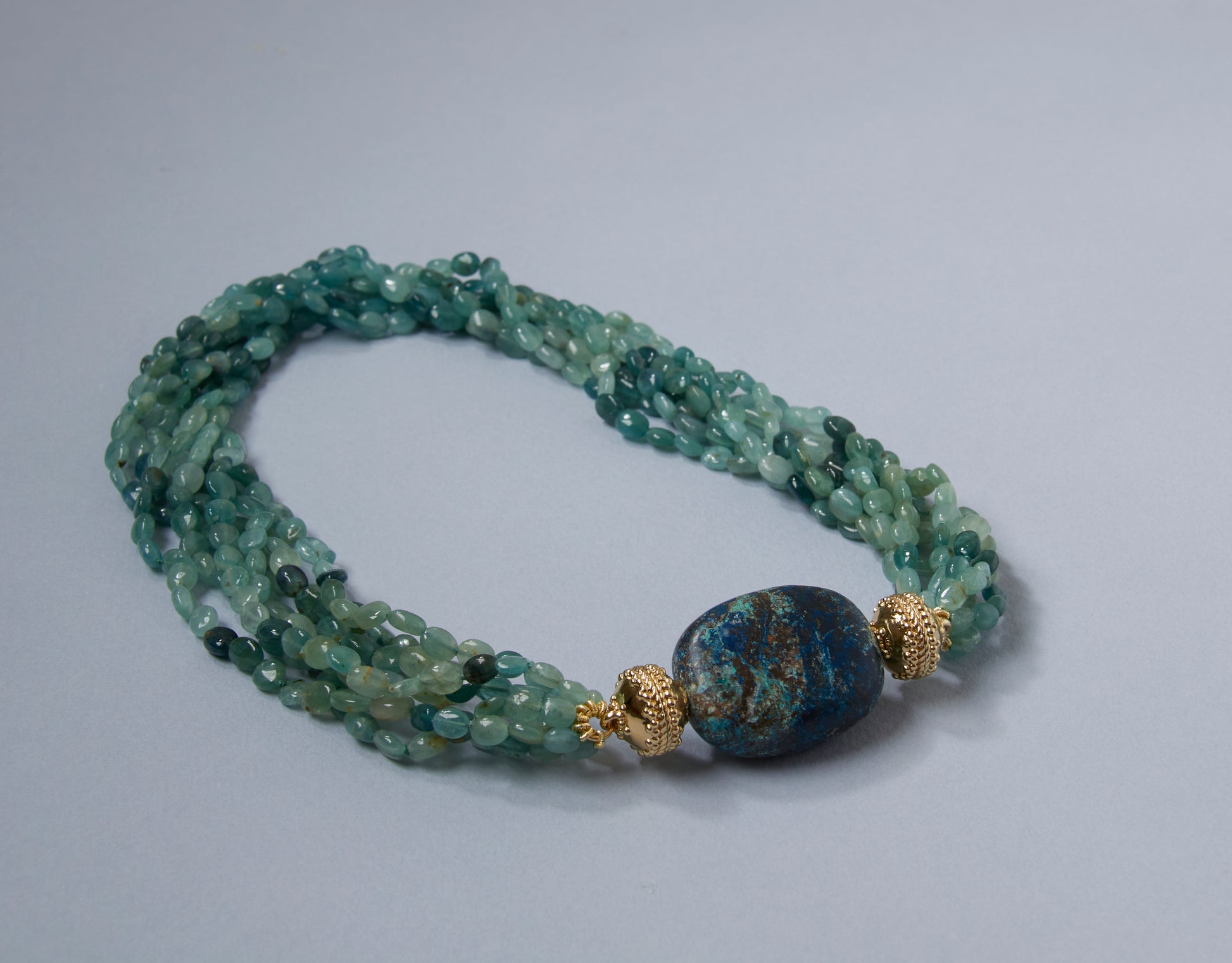 Helen Tumbled Green Grandiderite Multi-Strand Necklace