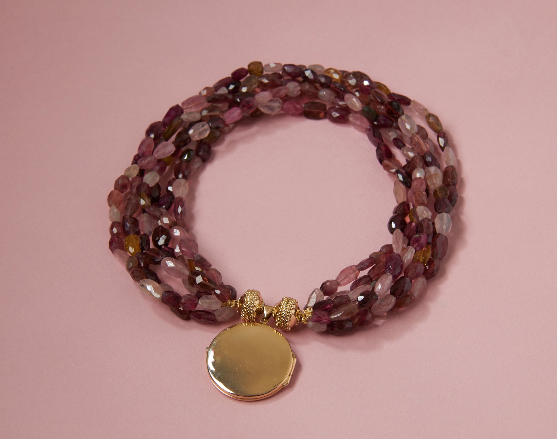 Dark Pink Multi-Color Tourmaline Multi-Strand Necklace