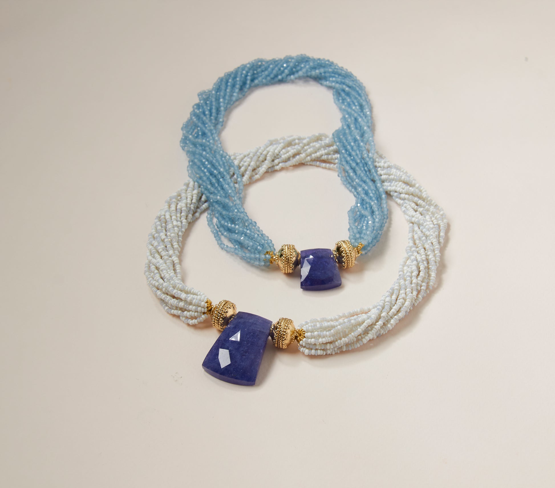 Michel 3mm Aquamarine Multi-Strand Necklace