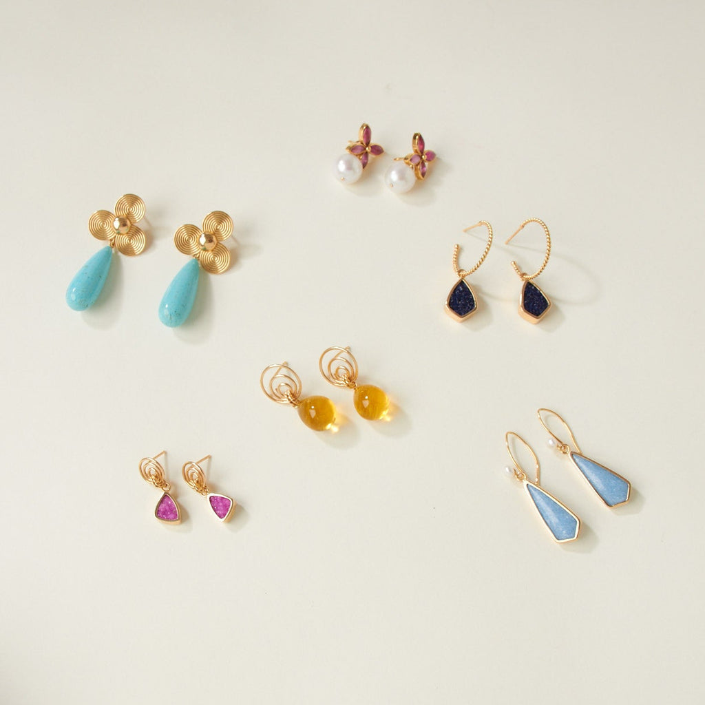14K Blue Violane Long Prism Drops