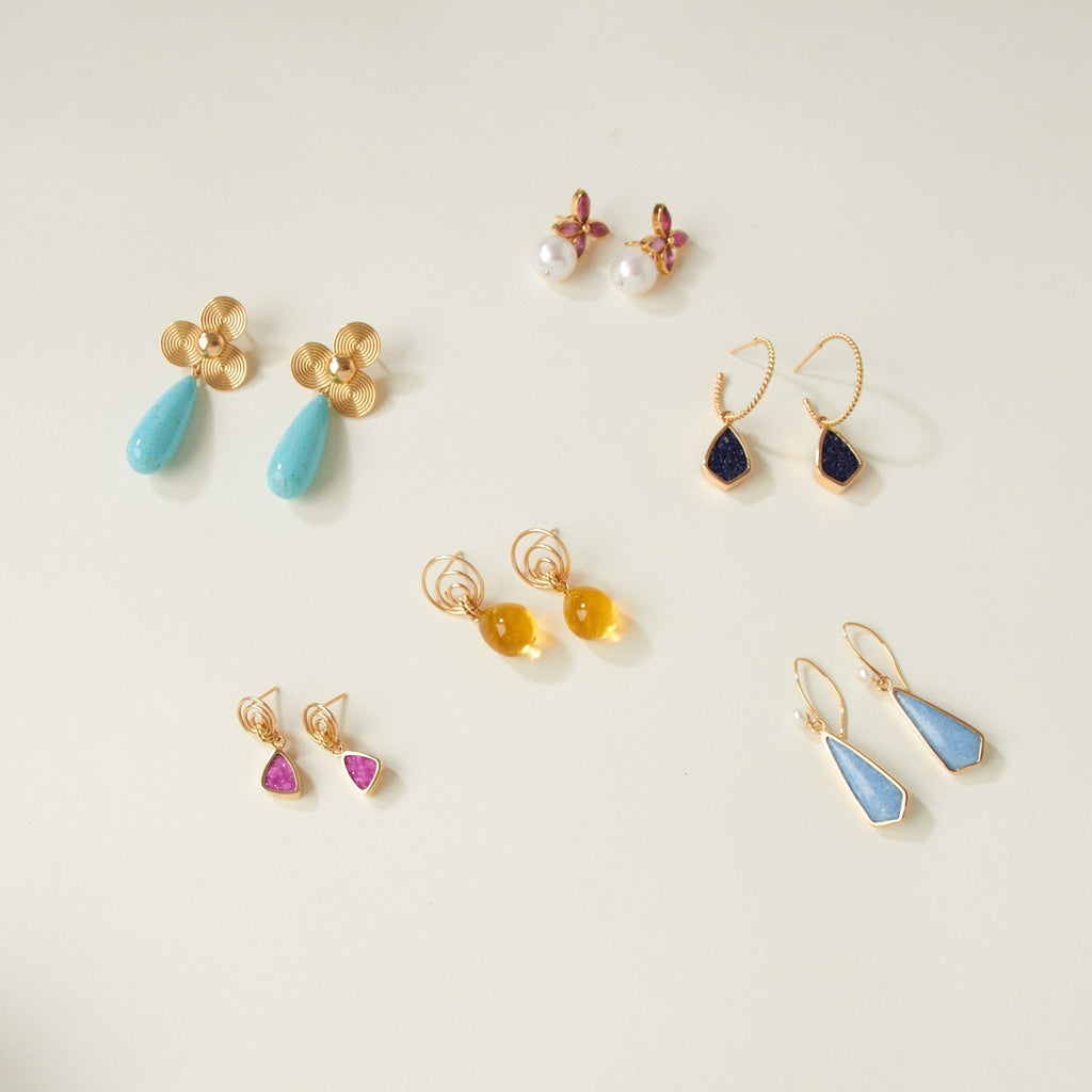 14K Pink Cobaltian Druzy Triangular Drops
