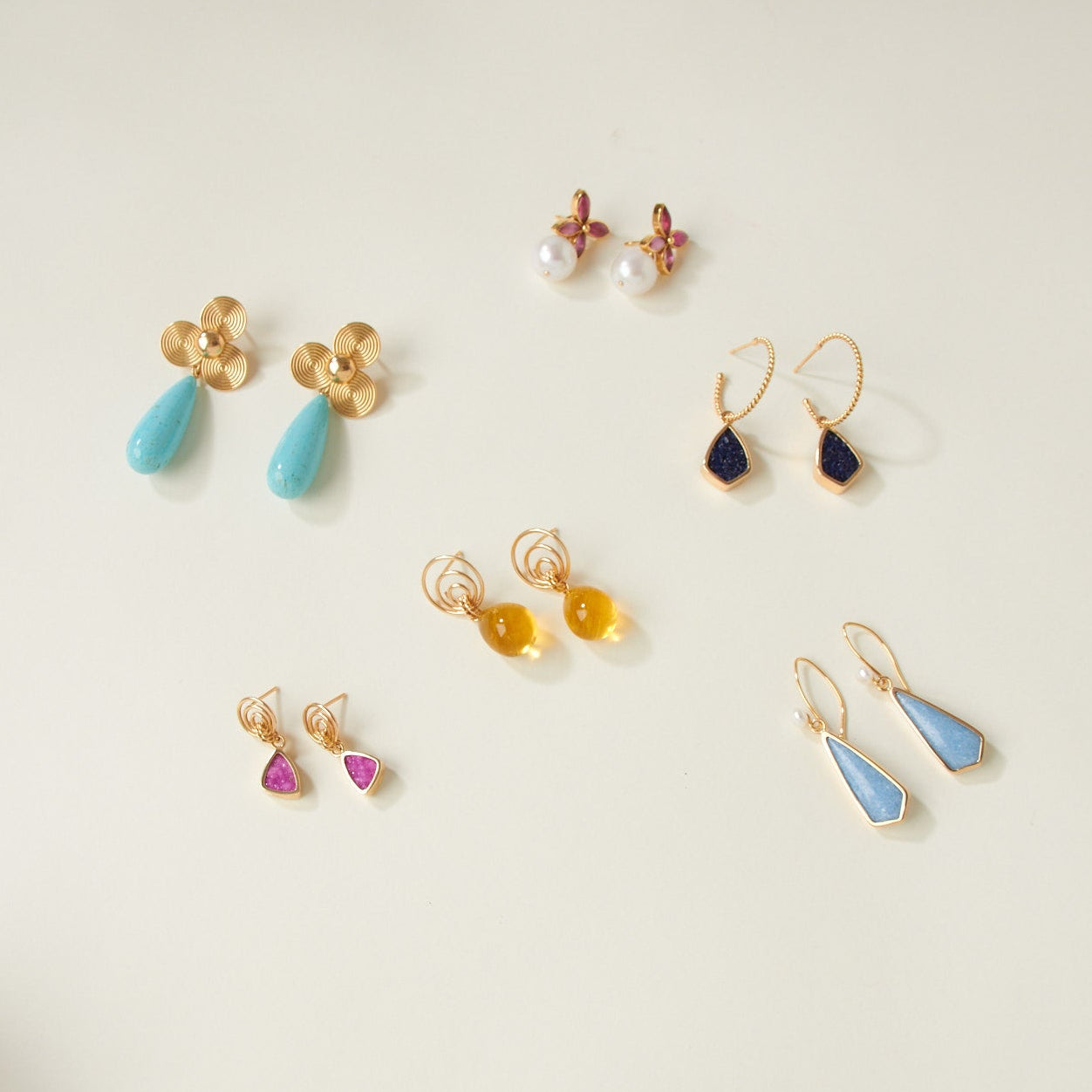 14K Pink Cobaltian Druzy Triangular Drops