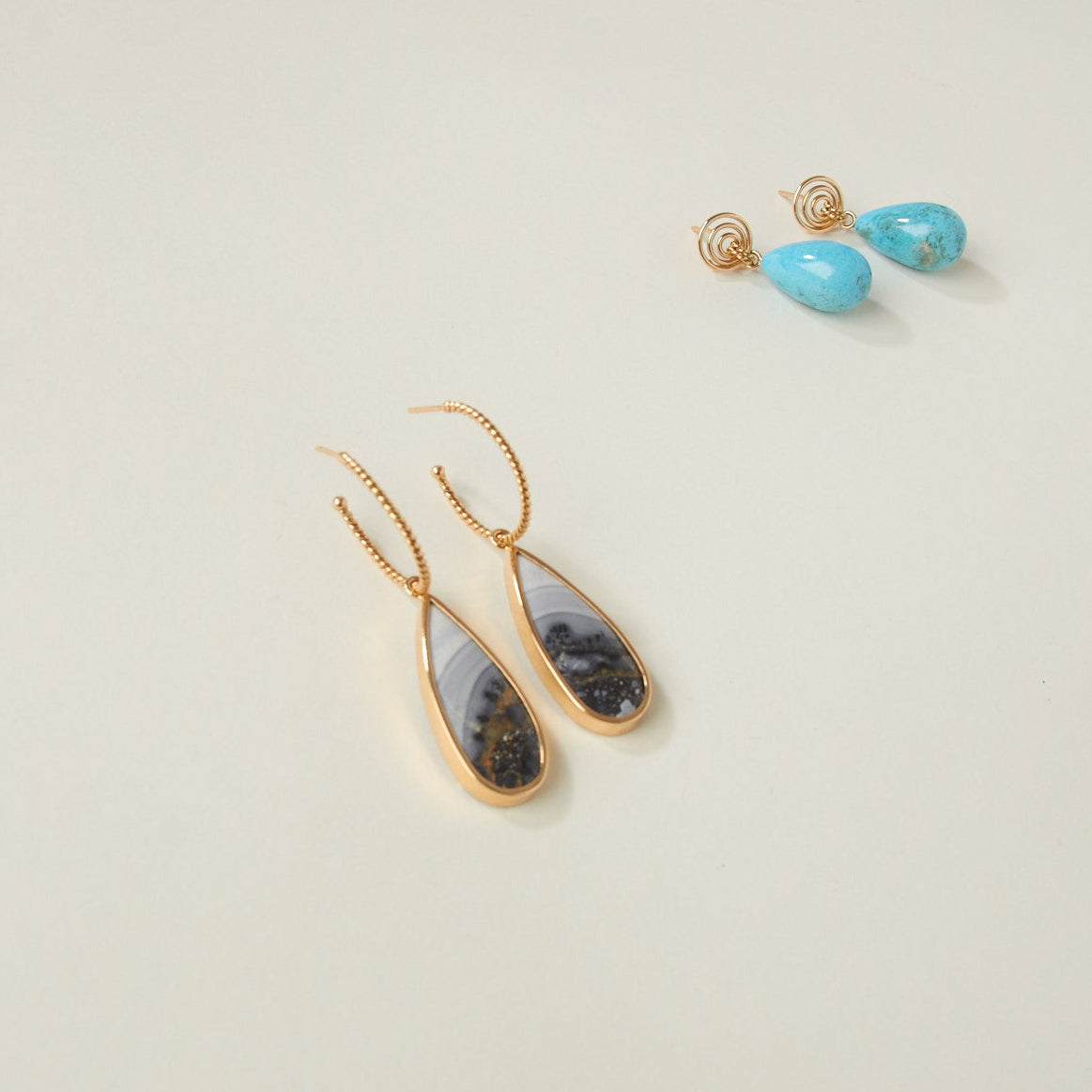 14K Malageno Jasper Long Teardrop Drops