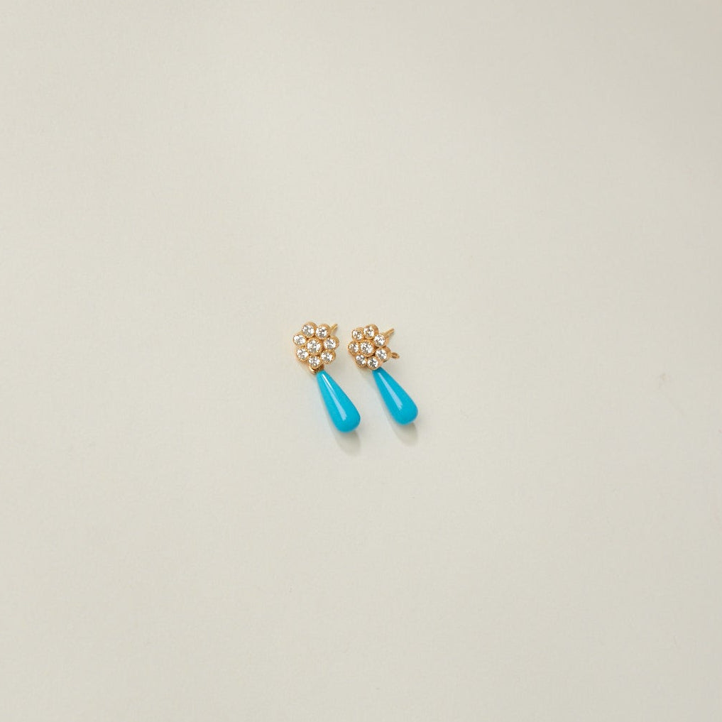 14K Kingman Turquoise Teardrop Drops