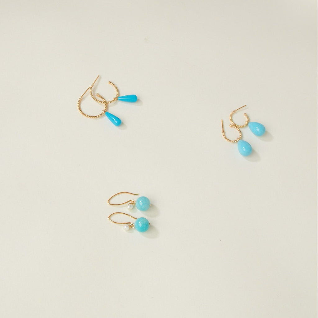 14K Blue Amazonite 10mm Victoire Drops