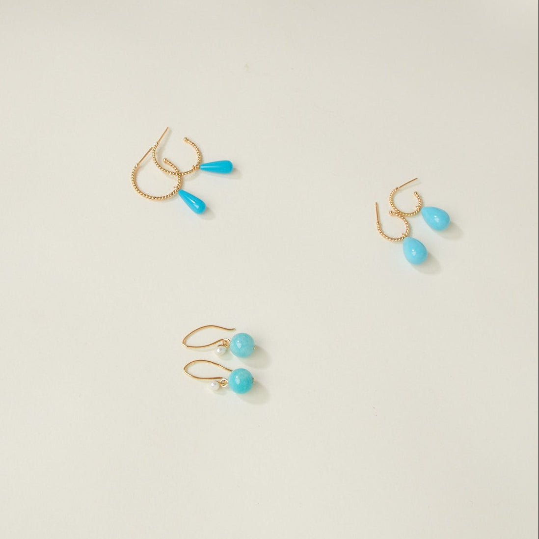 14K Blue Amazonite 10mm Victoire Drops