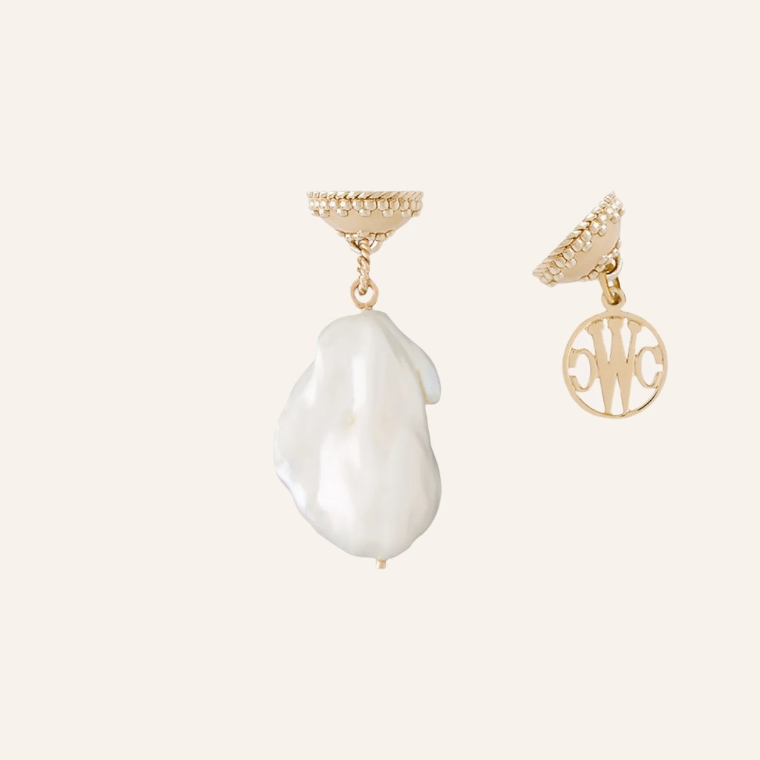 White Baroque Pearl Tag