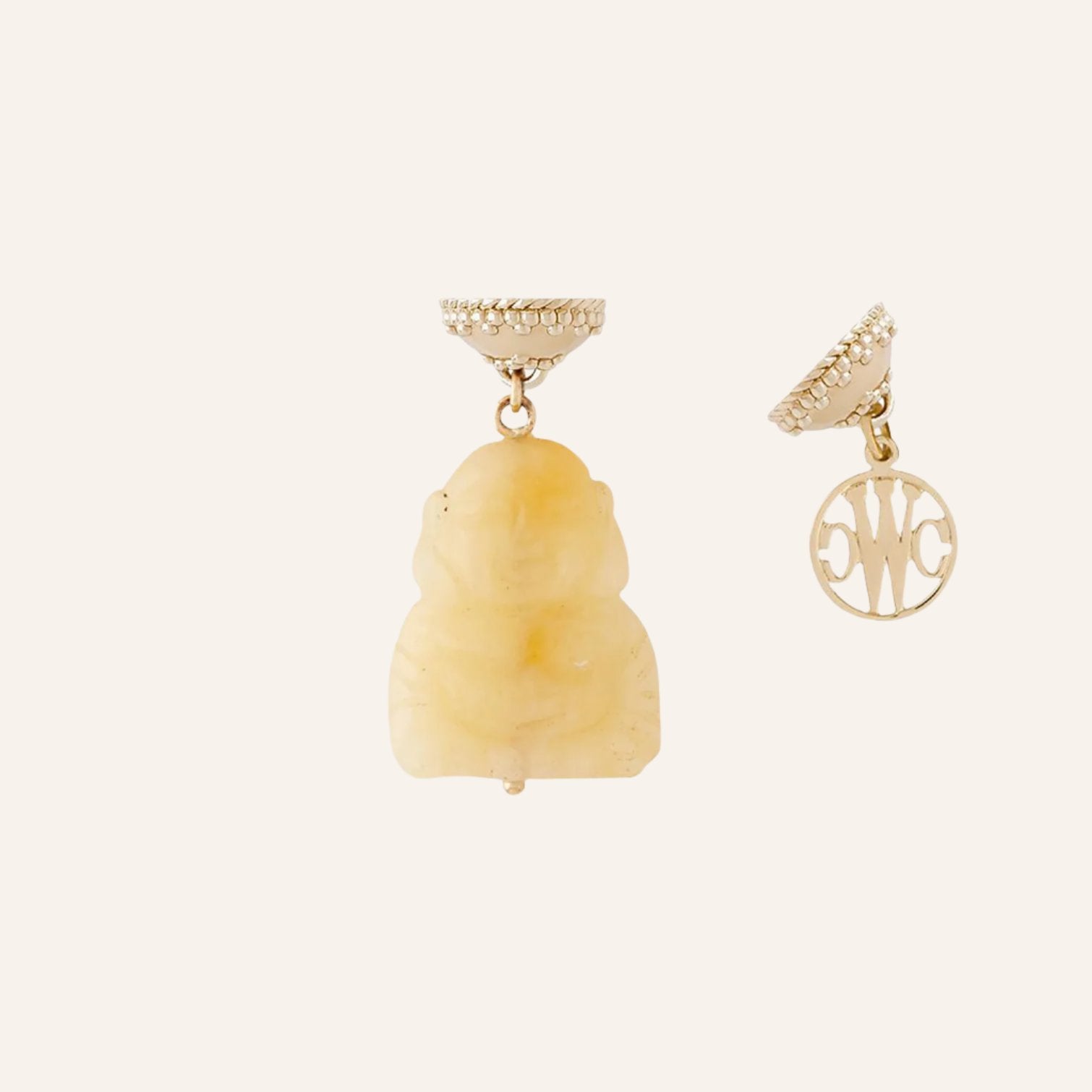 Carved Yellow Jade Buddha Tag