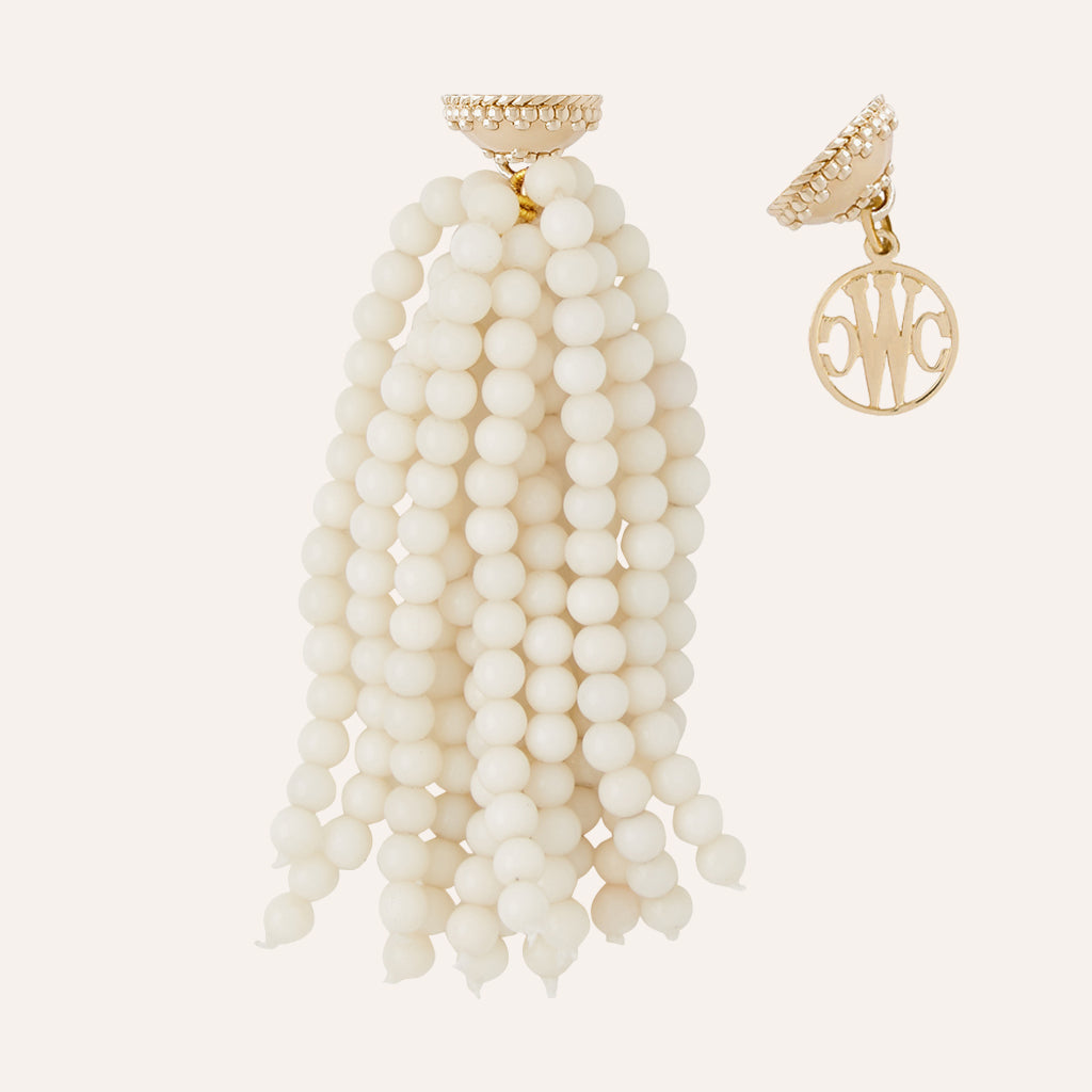 Victoire Cream White Agate 4mm Tassel