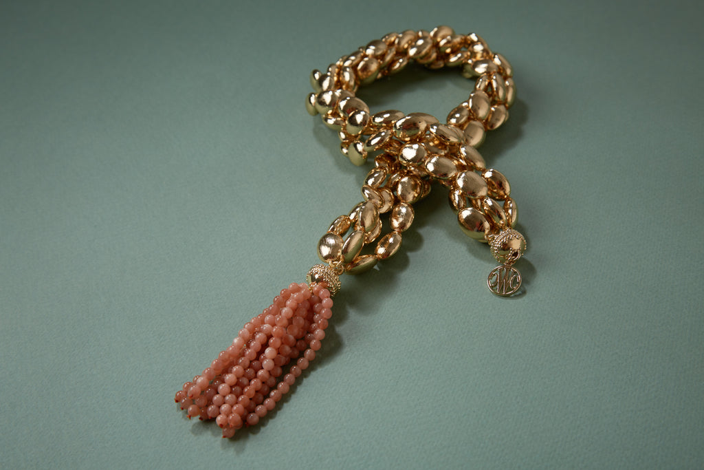 Victoire 4mm Peach Moonstone Tassel