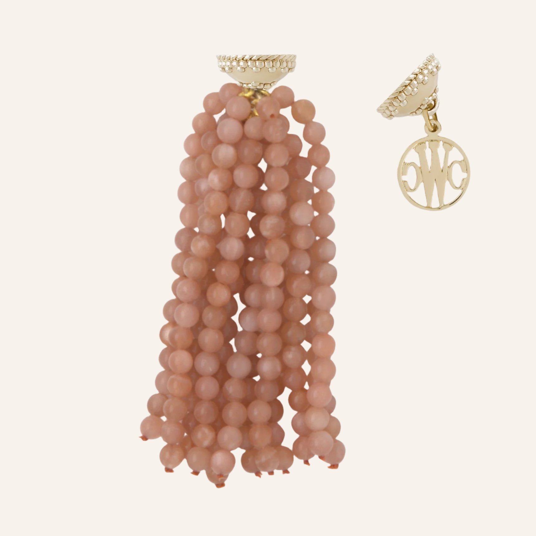 Victoire Peach Moonstone 4mm Tassel