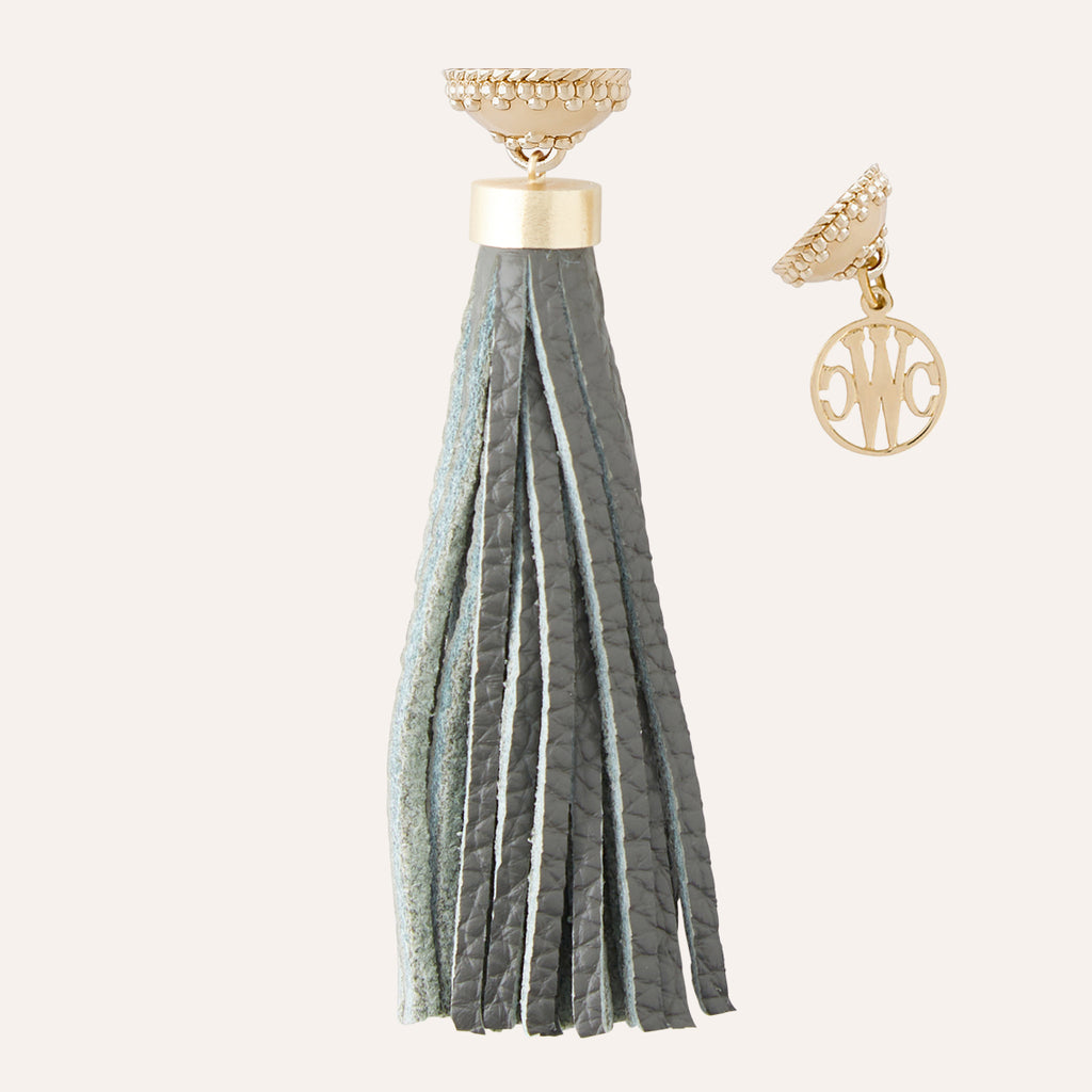 Pebble Grey Leather Tassel
