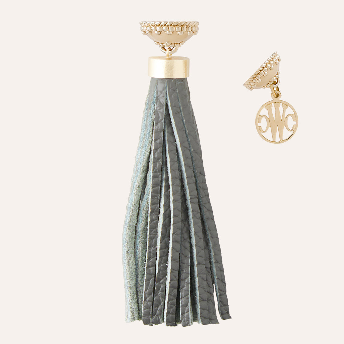 Pebble Grey Leather Tassel
