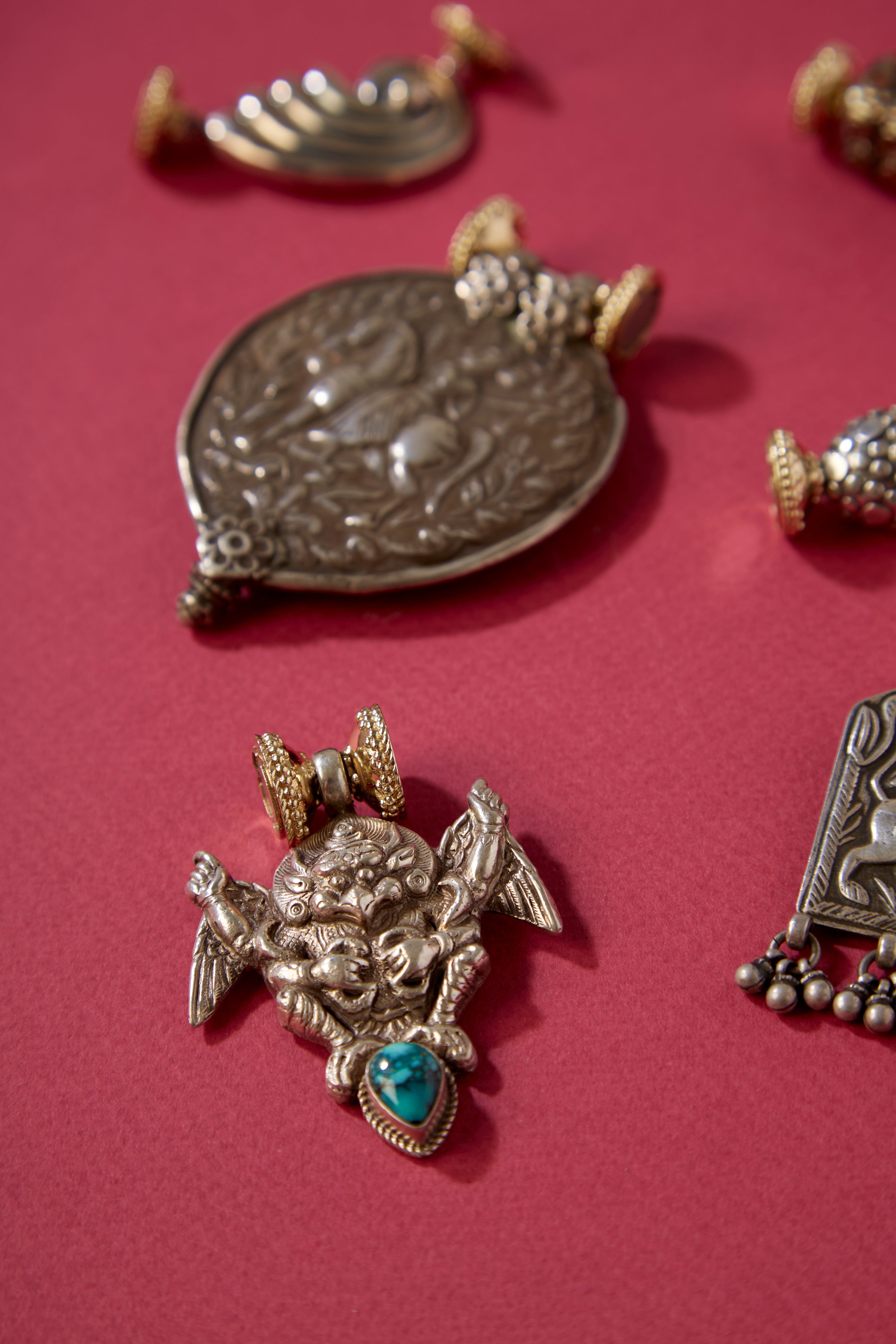 Tibetan Treasures Sterling Silver Griffin Centerpiece