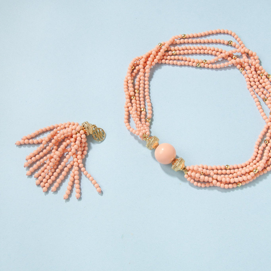 Peppercorn Reconstituted Peach Coral Multi-Strand Necklace