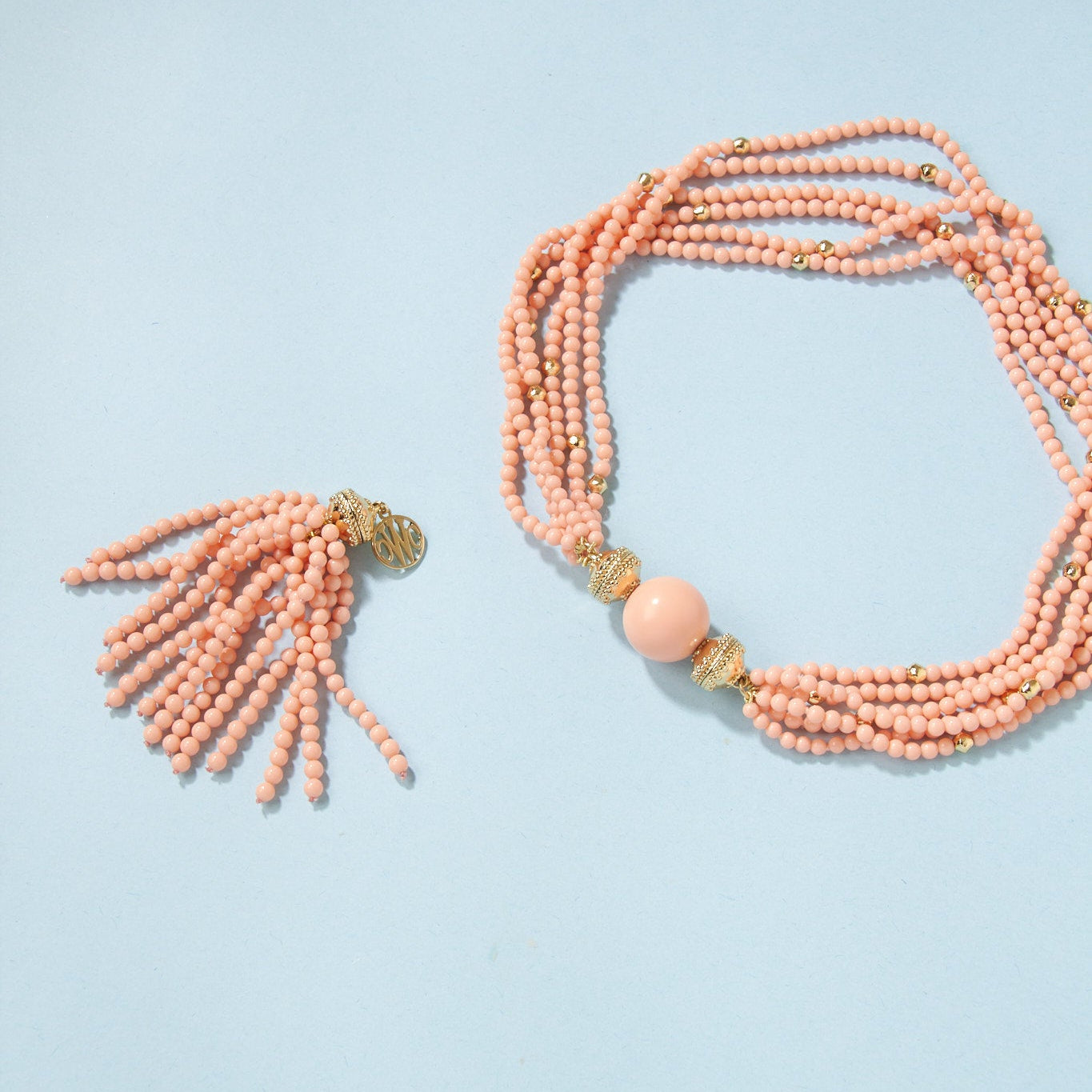 Peppercorn Reconstituted Peach Coral Multi-Strand Necklace