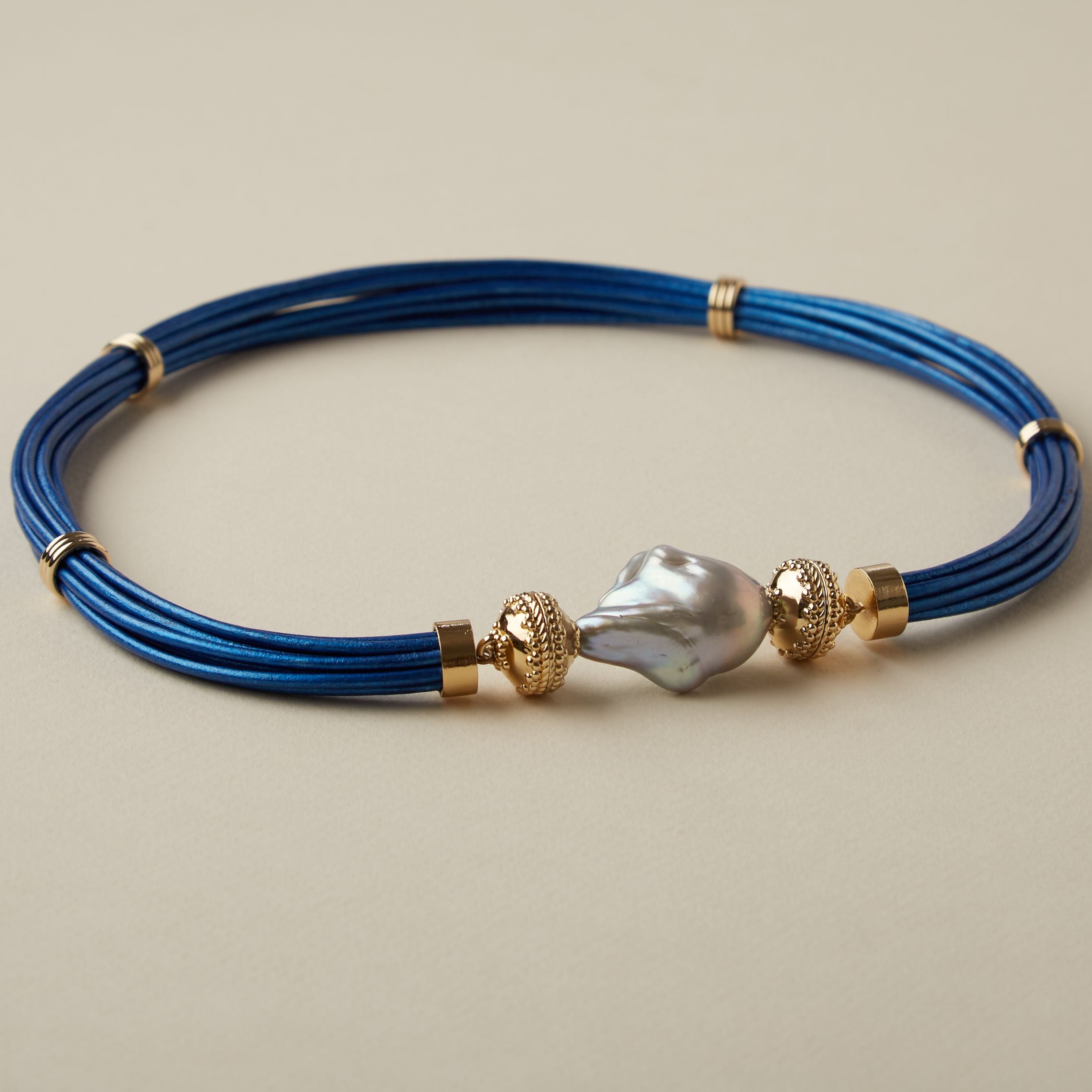 Aspen Leather Sapphire Blue Necklace