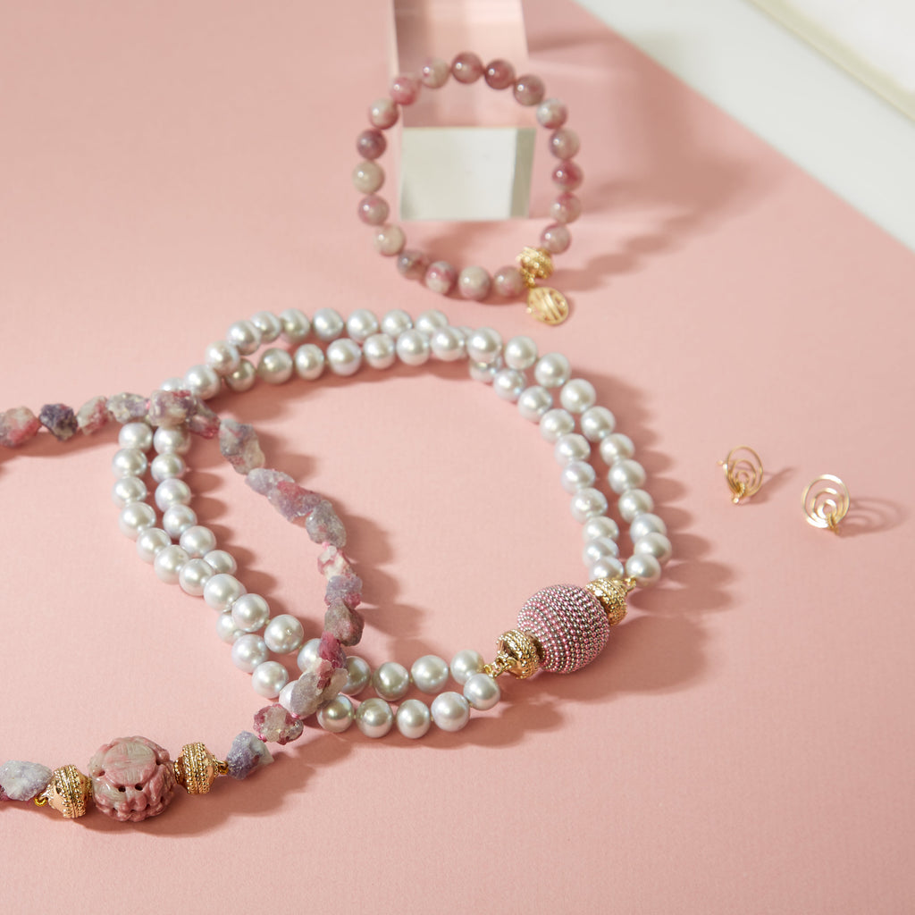 Caviar Mauve & Silver Bead 25mm Centerpiece